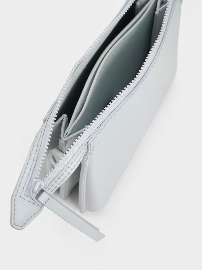 Geanta Crossbody Charles & Keith Camelia Trapeze Gri Deschis | 675MSNQZR