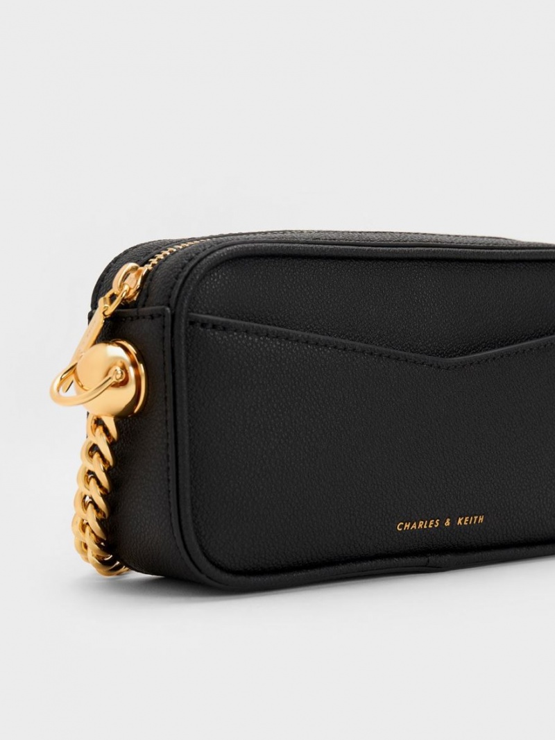 Geanta Crossbody Charles & Keith Cayce Boxy Negrii | 853OIJUQH