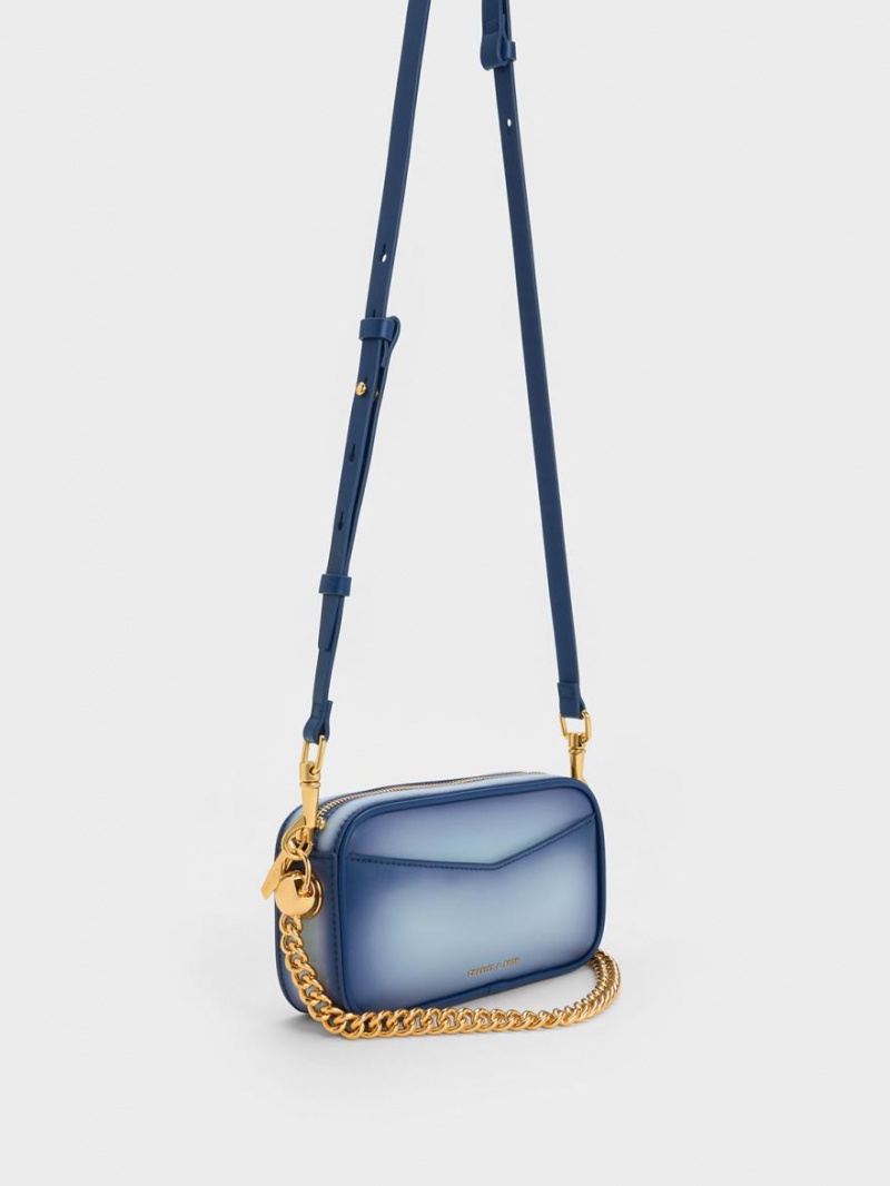 Geanta Crossbody Charles & Keith Cayce Ombre Boxy Bleumarin | 154HNVETY