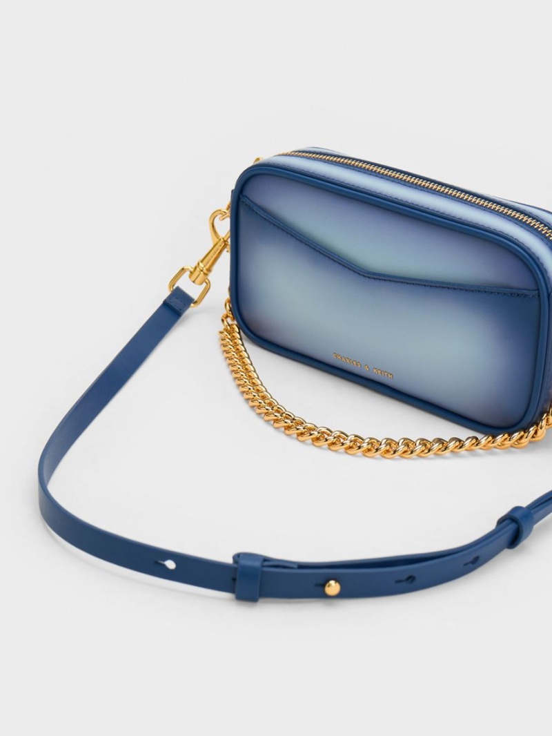 Geanta Crossbody Charles & Keith Cayce Ombre Boxy Bleumarin | 154HNVETY