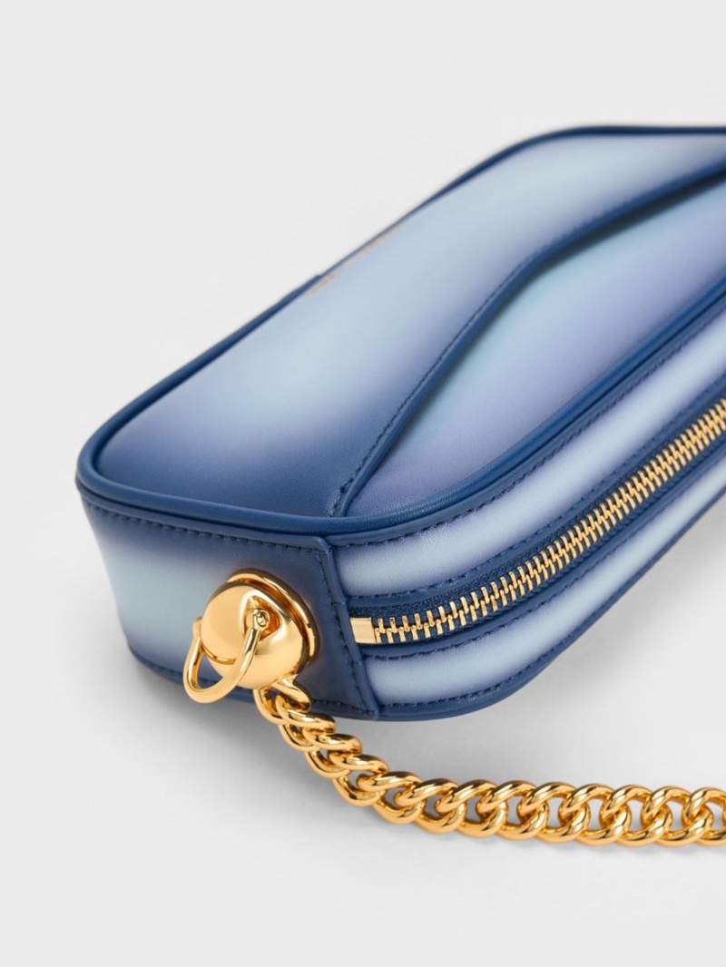Geanta Crossbody Charles & Keith Cayce Ombre Boxy Bleumarin | 154HNVETY