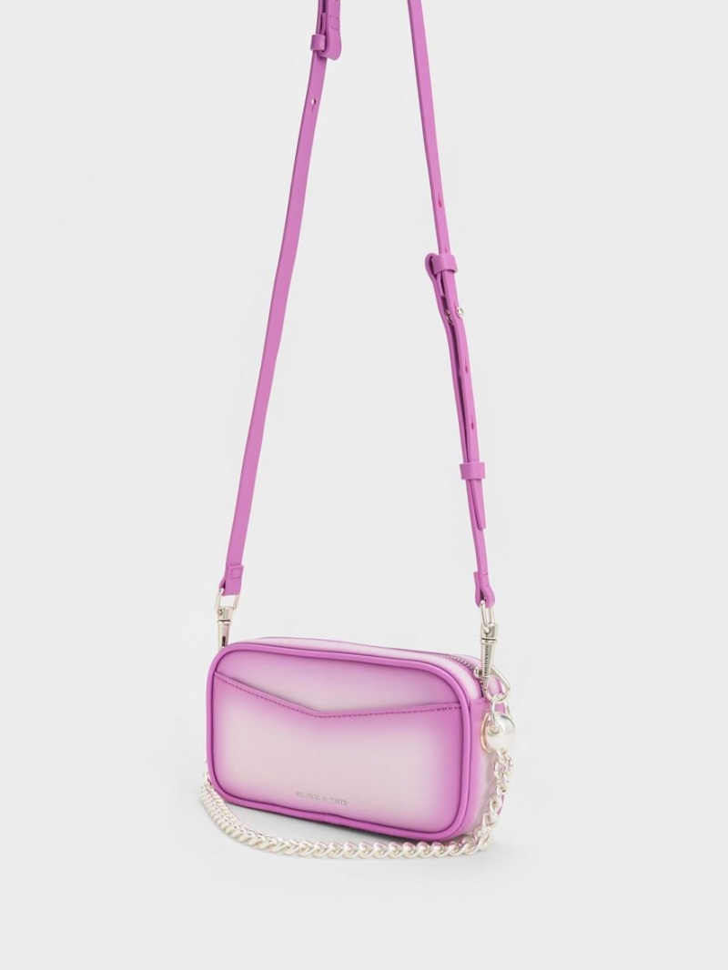 Geanta Crossbody Charles & Keith Cayce Ombre Boxy Violet | 710CJTNZK