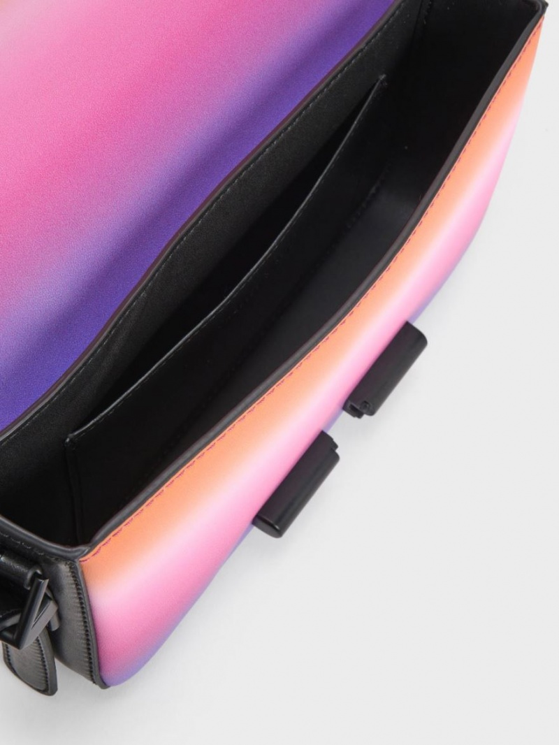 Geanta Crossbody Charles & Keith Cesia Holographic Roz | 850DKLVRJ