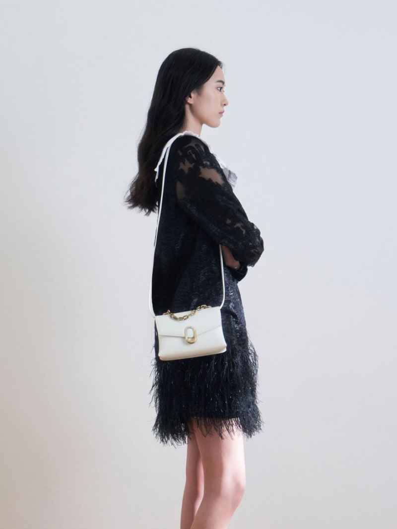 Geanta Crossbody Charles & Keith Chain Curea Envelope Albi | 825ZXTENJ