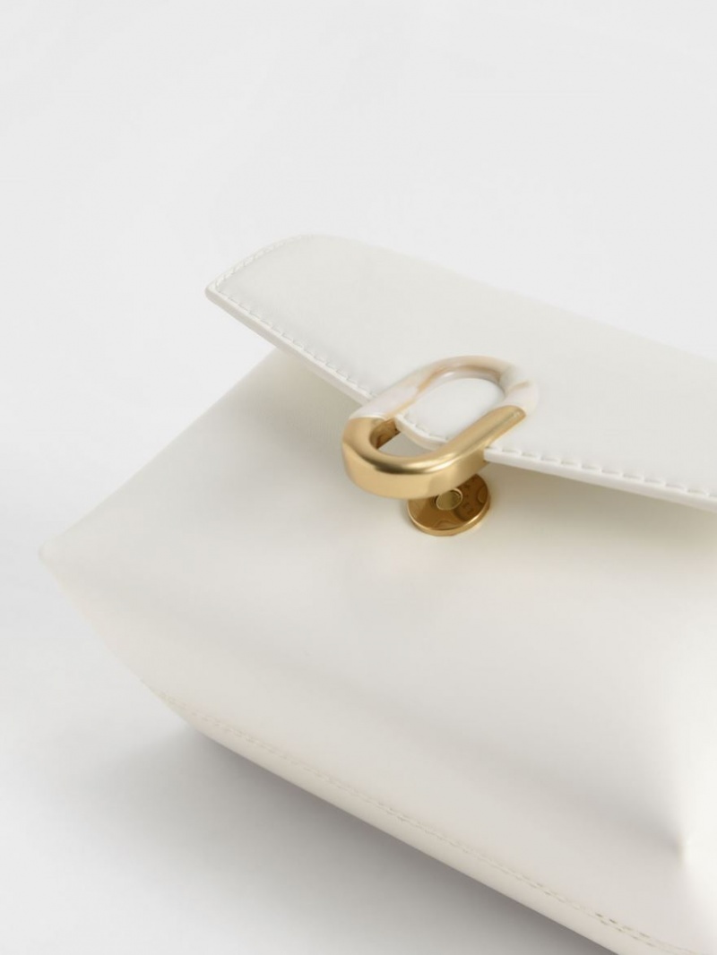Geanta Crossbody Charles & Keith Chain Curea Envelope Albi | 825ZXTENJ
