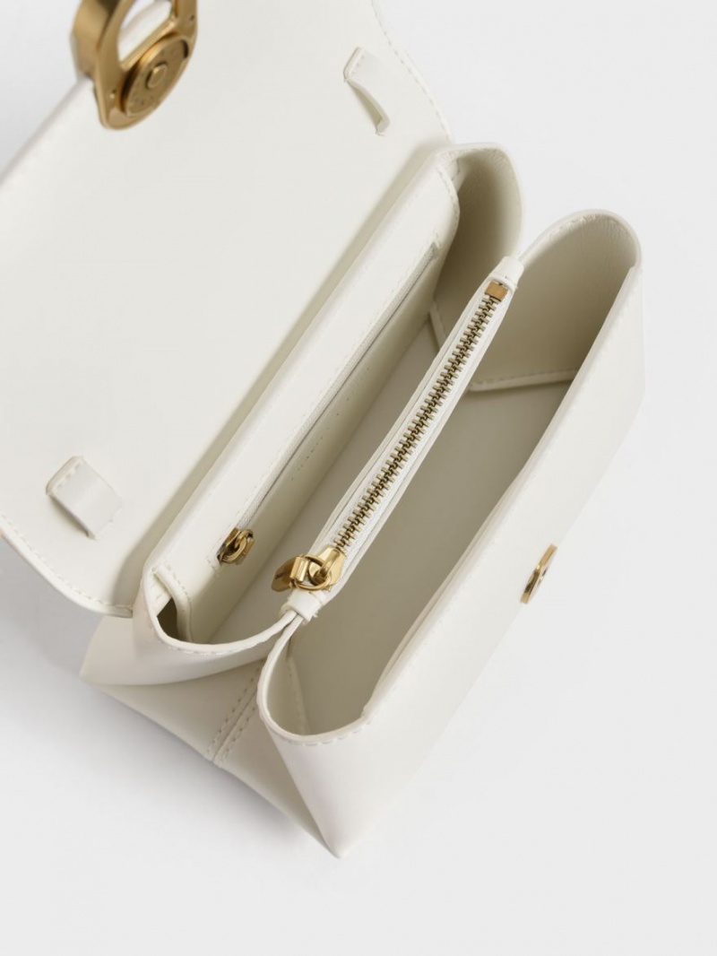 Geanta Crossbody Charles & Keith Chain Curea Envelope Albi | 825ZXTENJ