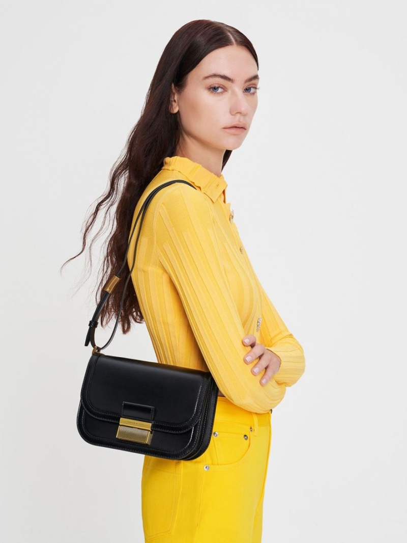 Geanta Crossbody Charles & Keith Charlot Negrii | 985WSJGIT