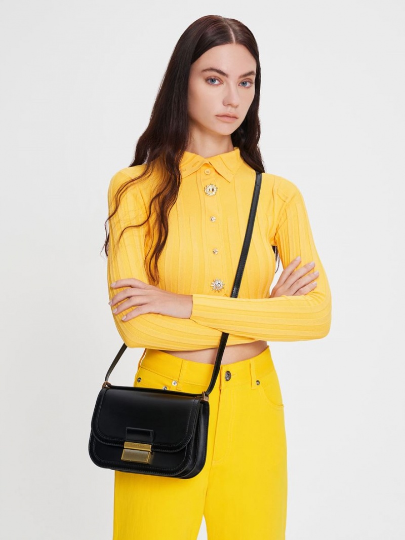 Geanta Crossbody Charles & Keith Charlot Negrii | 985WSJGIT