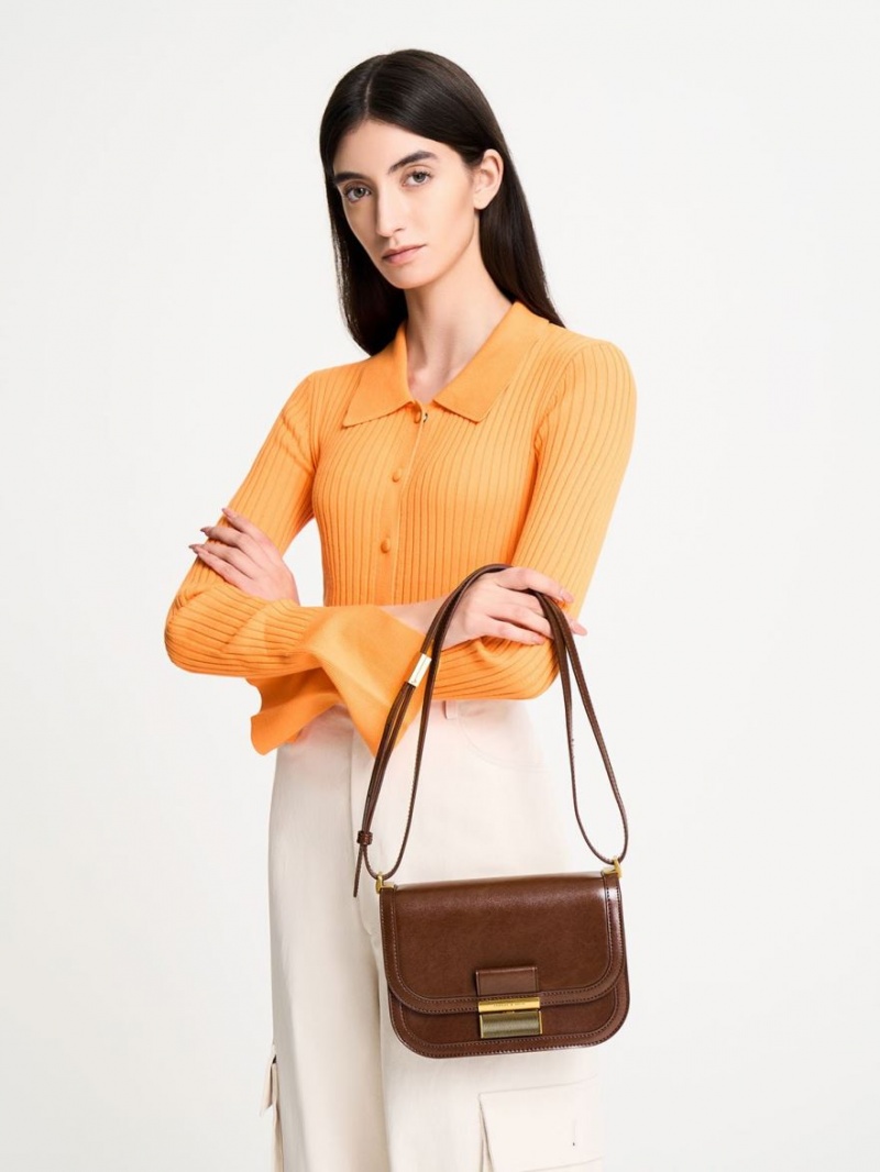 Geanta Crossbody Charles & Keith Charlot Maro Inchis | 203YUIXVW