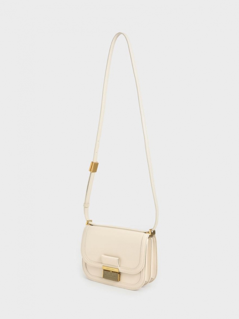 Geanta Crossbody Charles & Keith Charlot Albi | 905HDBCSA