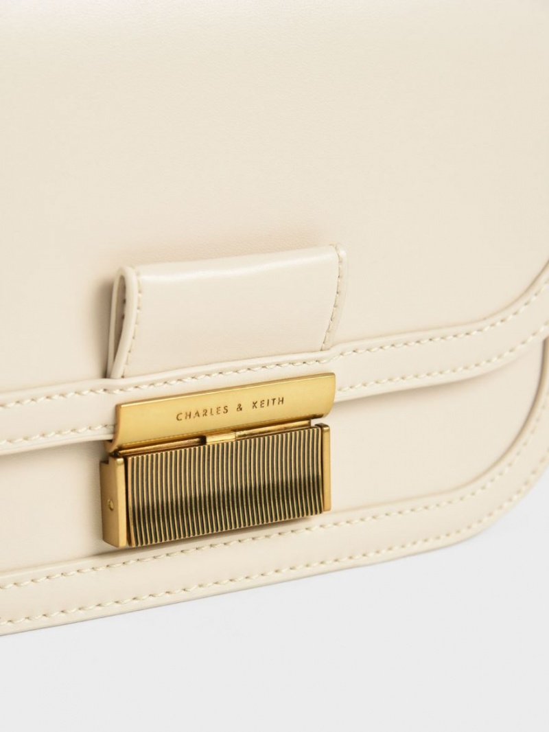 Geanta Crossbody Charles & Keith Charlot Albi | 905HDBCSA