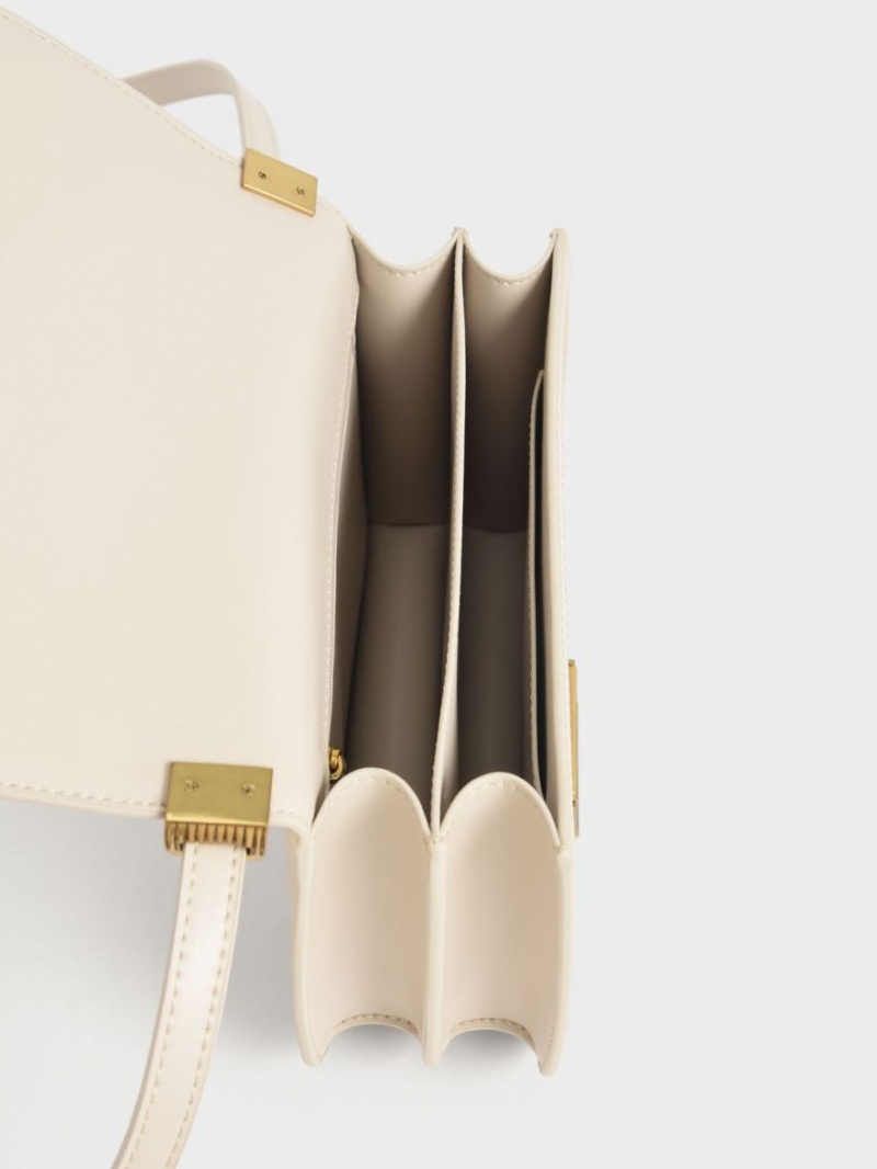 Geanta Crossbody Charles & Keith Charlot Albi | 905HDBCSA