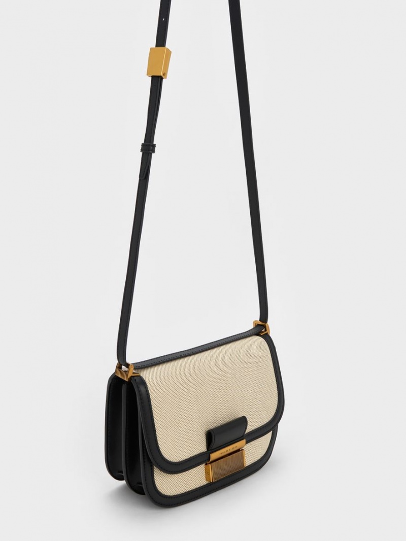 Geanta Crossbody Charles & Keith Charlot Panza Bej | 924SZAKEJ