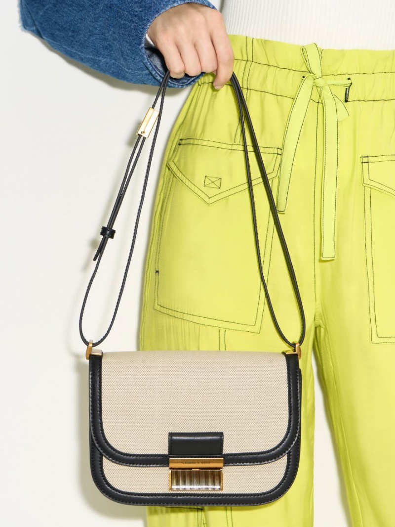 Geanta Crossbody Charles & Keith Charlot Panza Bej | 924SZAKEJ