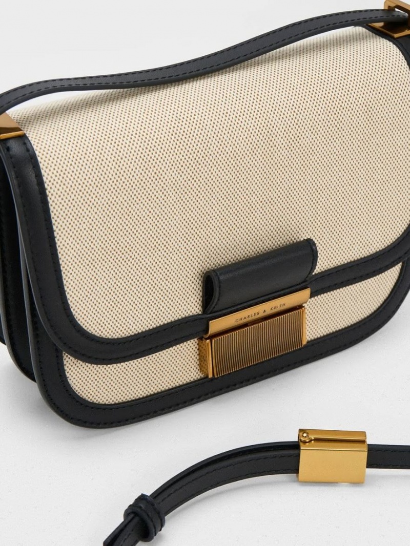 Geanta Crossbody Charles & Keith Charlot Panza Bej | 924SZAKEJ