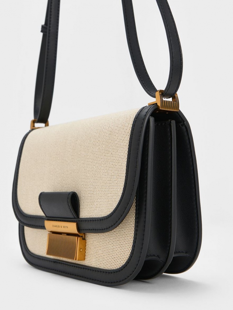 Geanta Crossbody Charles & Keith Charlot Panza Bej | 924SZAKEJ