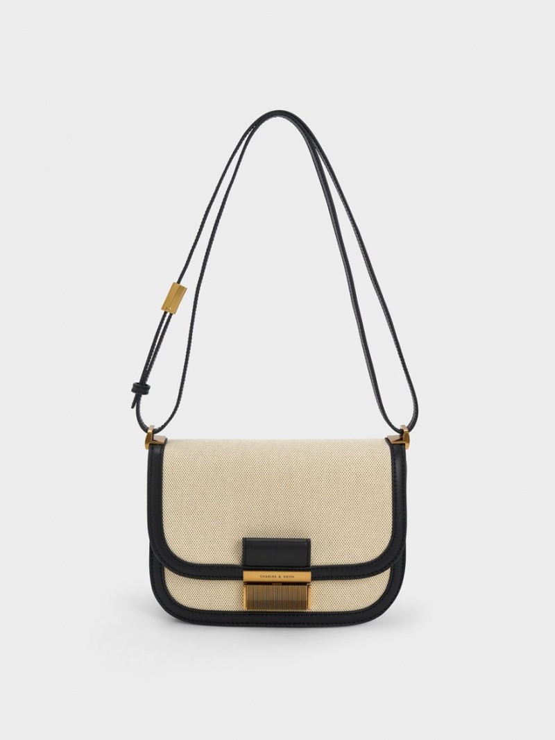 Geanta Crossbody Charles & Keith Charlot Panza Bej | 924SZAKEJ