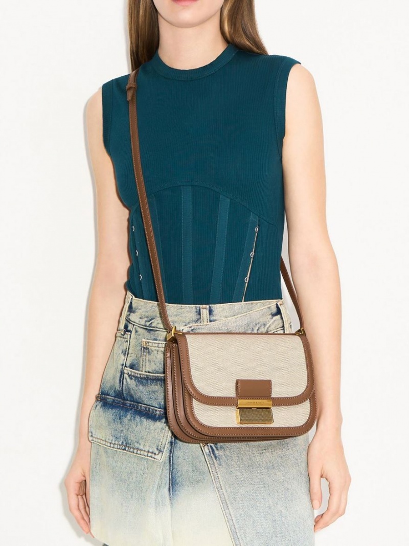 Geanta Crossbody Charles & Keith Charlot Panza Maro | 026WLJYAX