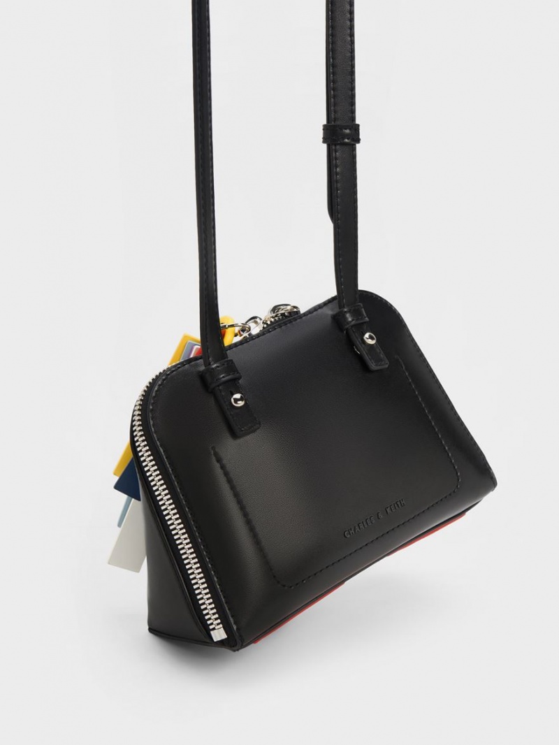 Geanta Crossbody Charles & Keith Cockade Negrii | 769LZTARM