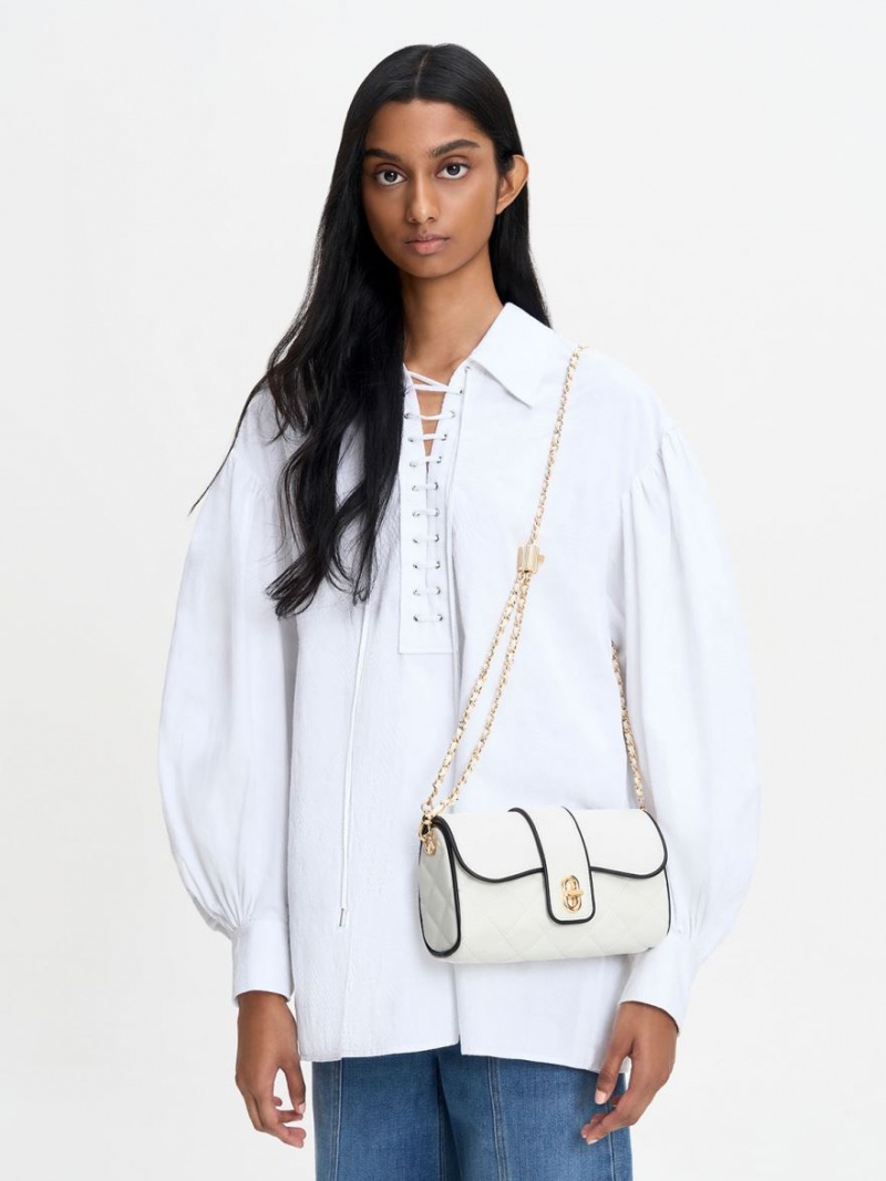 Geanta Crossbody Charles & Keith Contrast-Trim Belted Albi | 253ATWQFM