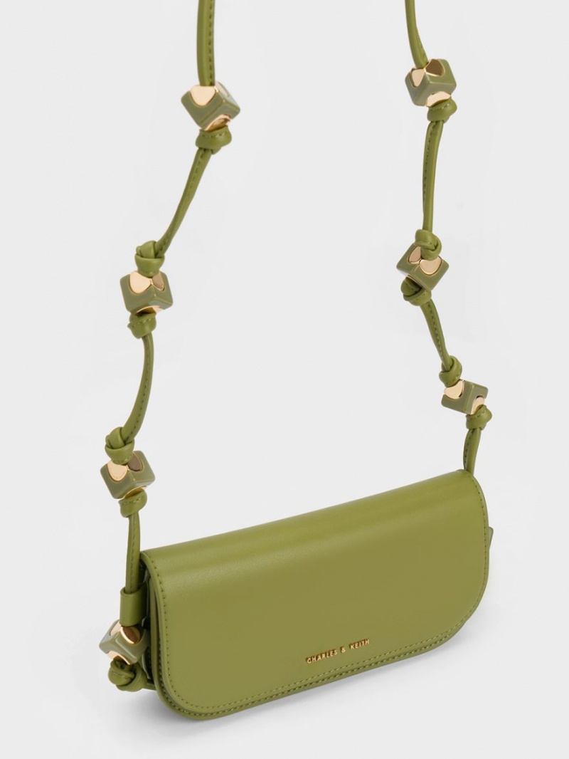 Geanta Crossbody Charles & Keith Cube Knotted Elongated Masline Verzi | 726XHPQCY