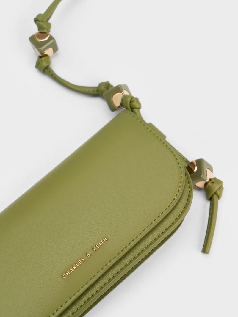 Geanta Crossbody Charles & Keith Cube Knotted Elongated Masline Verzi | 726XHPQCY