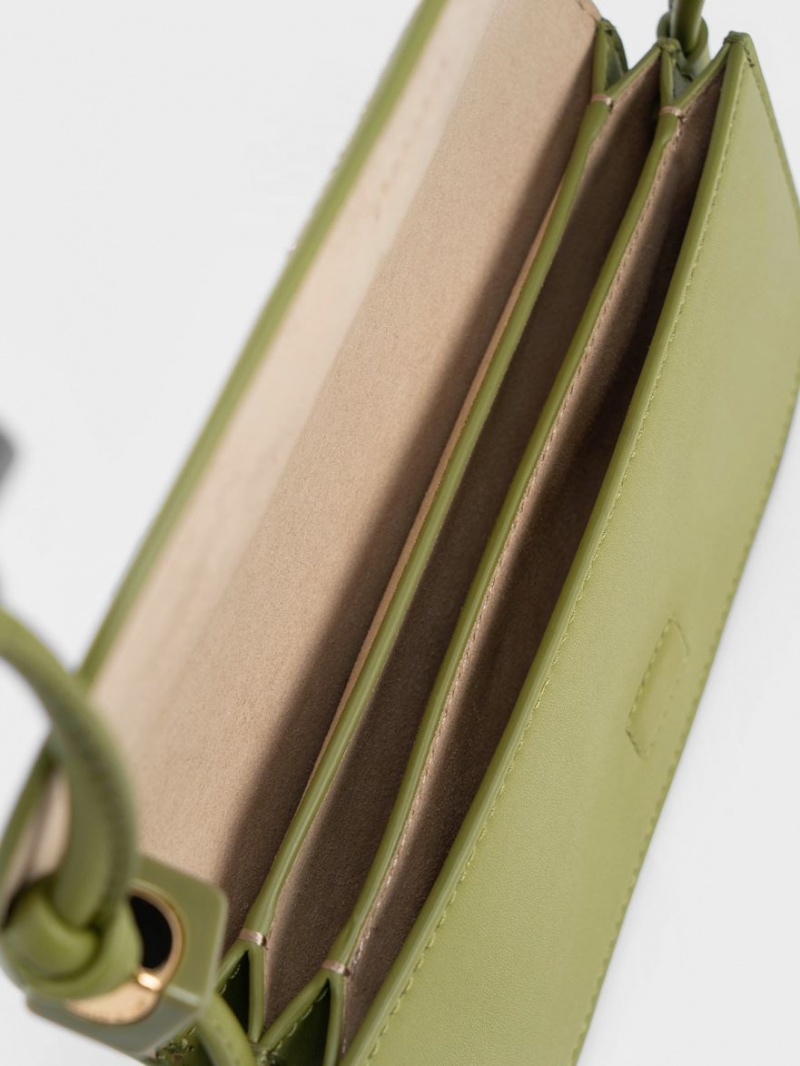 Geanta Crossbody Charles & Keith Cube Knotted Elongated Masline Verzi | 726XHPQCY
