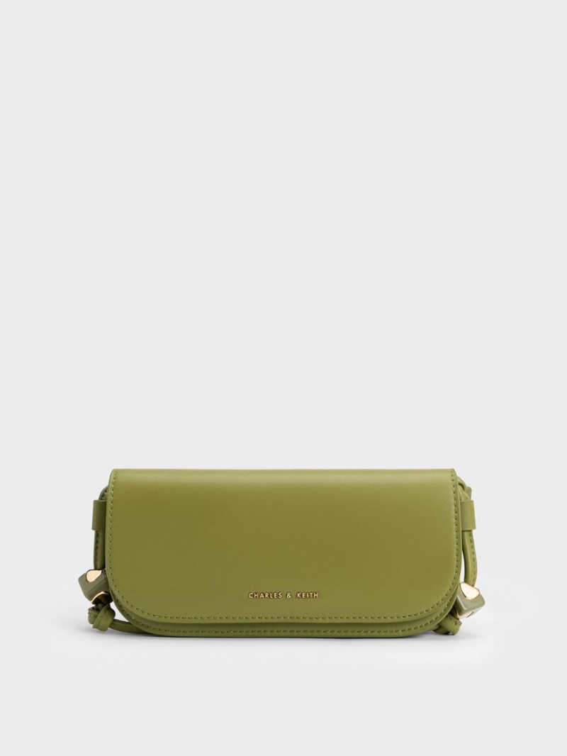Geanta Crossbody Charles & Keith Cube Knotted Elongated Masline Verzi | 726XHPQCY