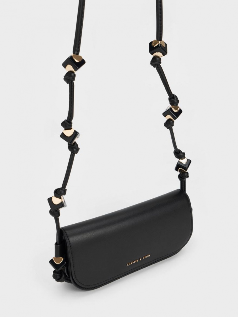 Geanta Crossbody Charles & Keith Cube Knotted Elongated Negrii | 760VEQFRJ