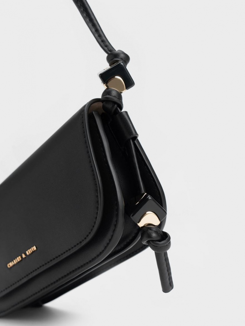 Geanta Crossbody Charles & Keith Cube Knotted Elongated Negrii | 760VEQFRJ