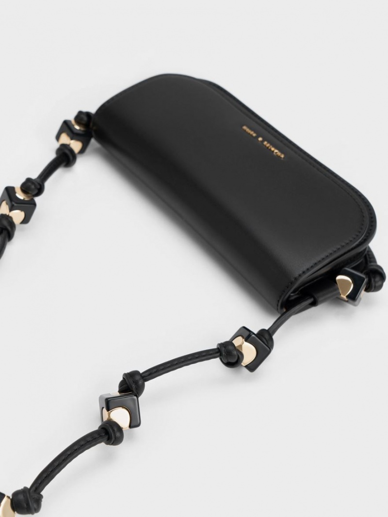 Geanta Crossbody Charles & Keith Cube Knotted Elongated Negrii | 760VEQFRJ
