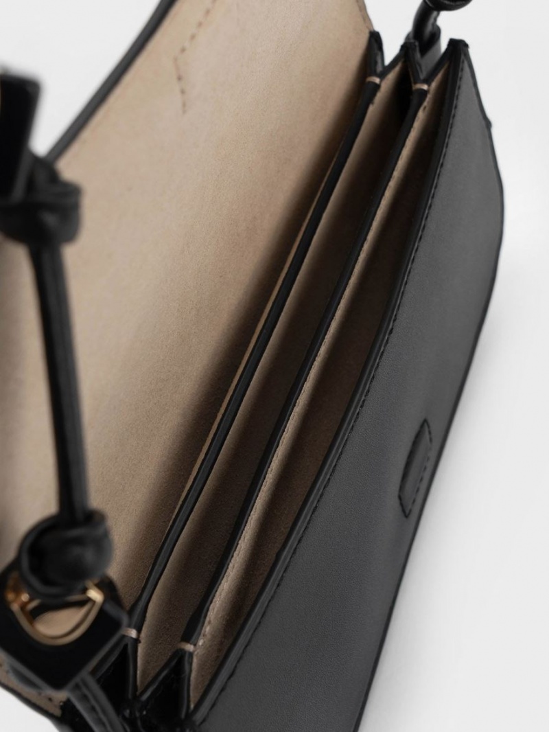 Geanta Crossbody Charles & Keith Cube Knotted Elongated Negrii | 760VEQFRJ