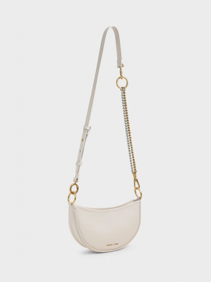 Geanta Crossbody Charles & Keith Dancer Crescent Albi | 178FPBJUW