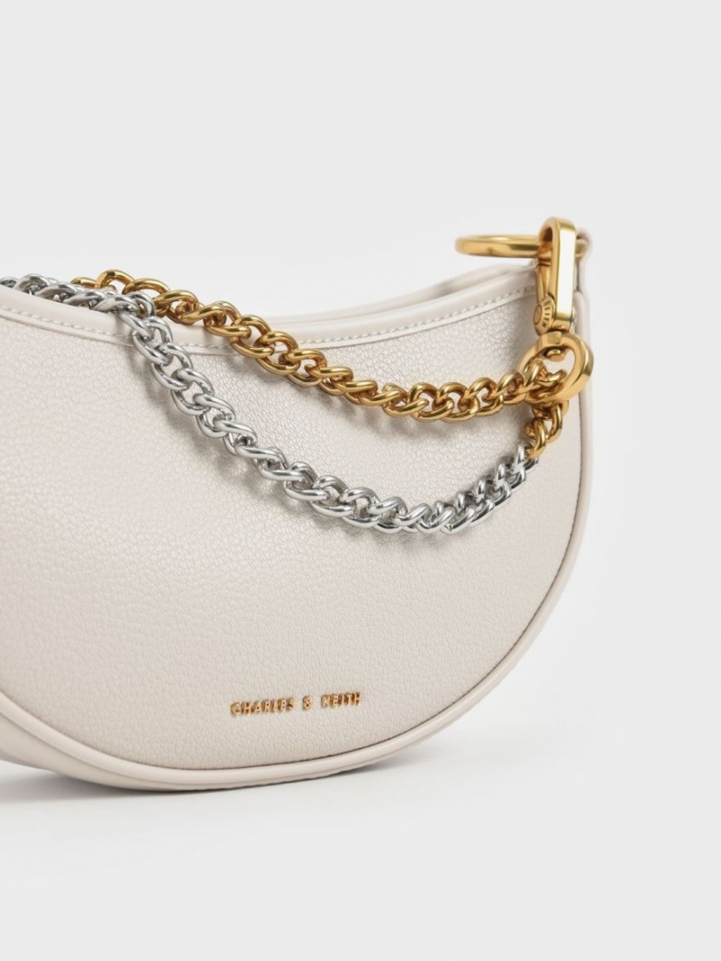 Geanta Crossbody Charles & Keith Dancer Crescent Albi | 178FPBJUW
