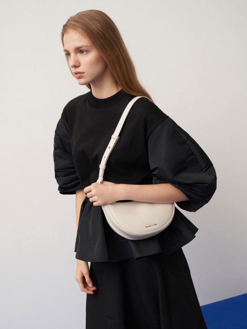 Geanta Crossbody Charles & Keith Dancer Crescent Albi | 178FPBJUW