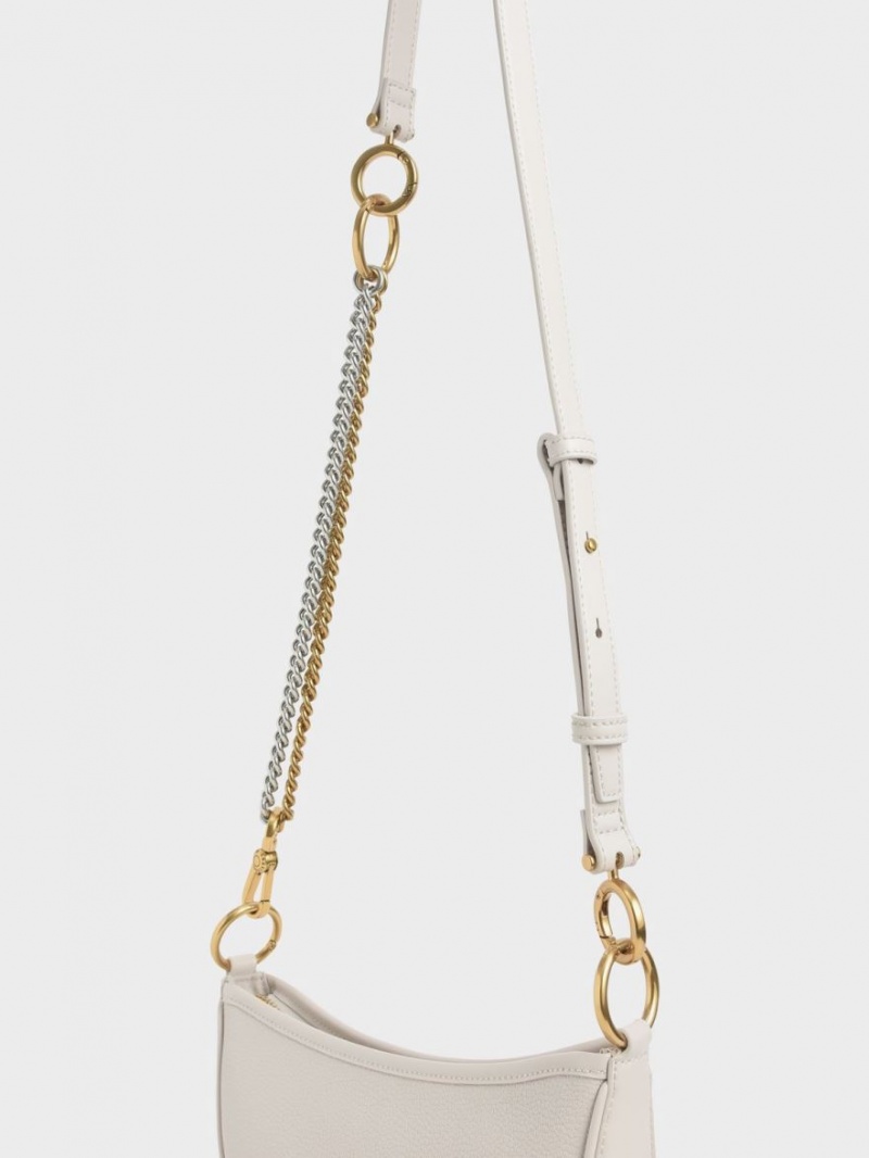 Geanta Crossbody Charles & Keith Dancer Crescent Albi | 178FPBJUW