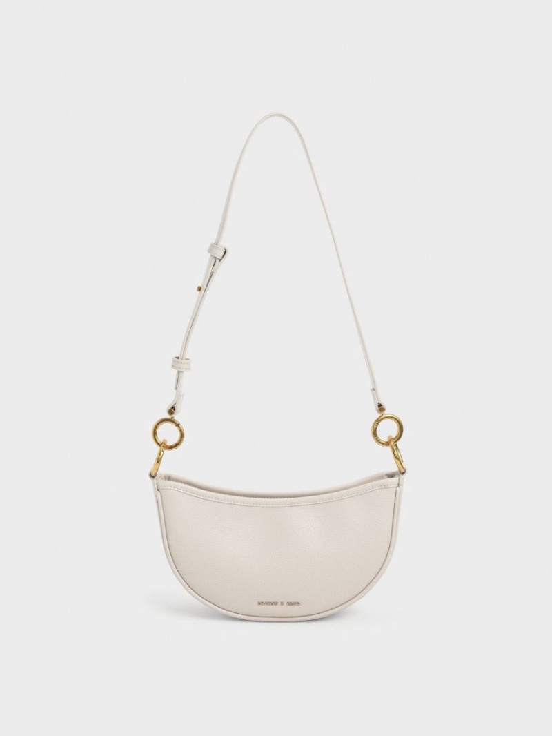 Geanta Crossbody Charles & Keith Dancer Crescent Albi | 178FPBJUW