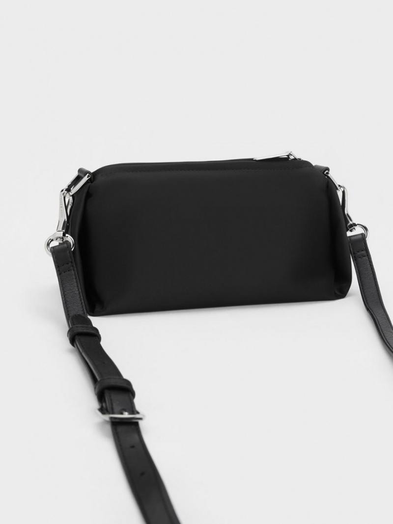 Geanta Crossbody Charles & Keith Embellished Chain Handle Satin Negrii | 710VECSZX