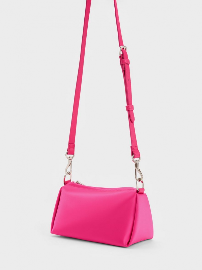 Geanta Crossbody Charles & Keith Embellished Chain Handle Satin Roz | 952RXIVGP