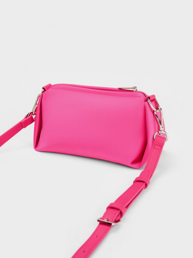 Geanta Crossbody Charles & Keith Embellished Chain Handle Satin Roz | 952RXIVGP