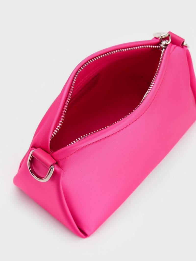 Geanta Crossbody Charles & Keith Embellished Chain Handle Satin Roz | 952RXIVGP