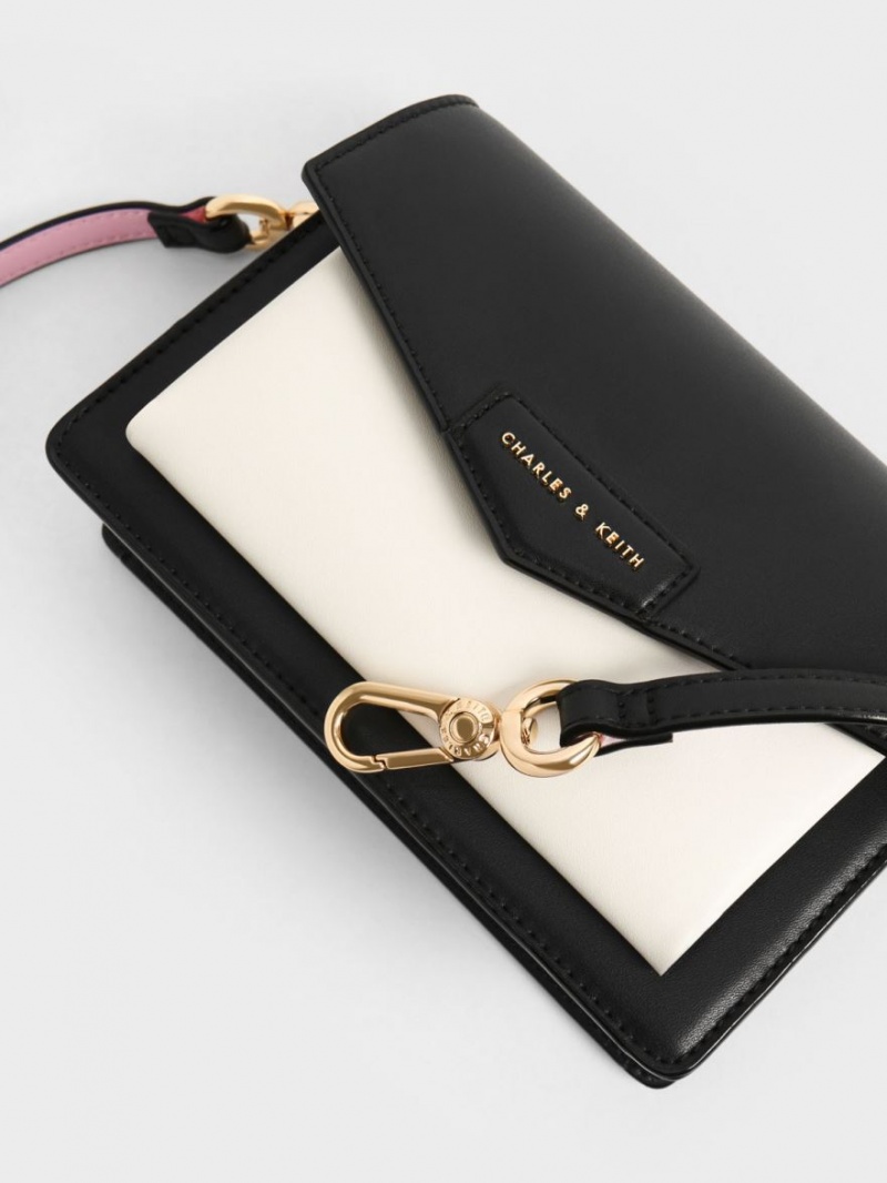 Geanta Crossbody Charles & Keith Envelope Negrii Albi | 024CTLFZD