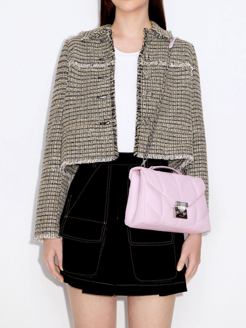 Geanta Crossbody Charles & Keith Eudora Chevron Trapeze Roz | 932IOXFYC