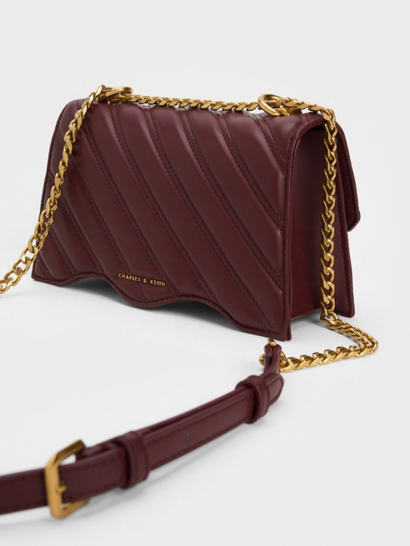 Geanta Crossbody Charles & Keith Freja Wavy Trapeze Ciocolata Inchis | 502EOZHKY