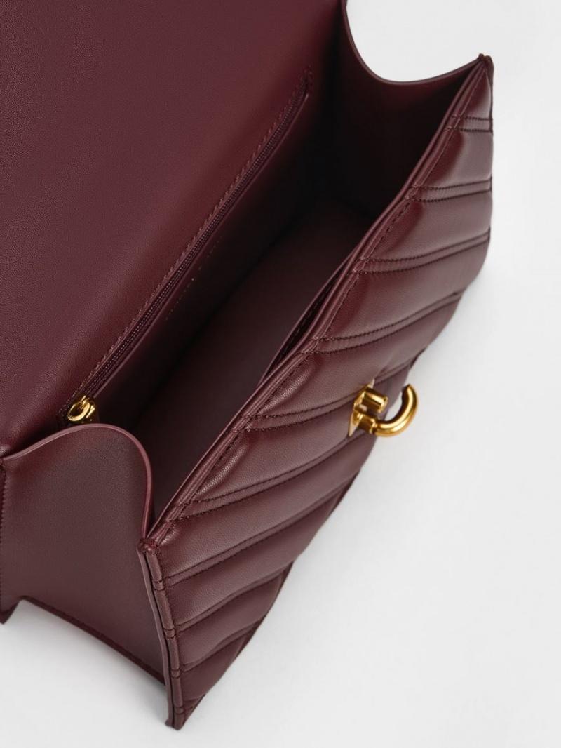 Geanta Crossbody Charles & Keith Freja Wavy Trapeze Ciocolata Inchis | 502EOZHKY