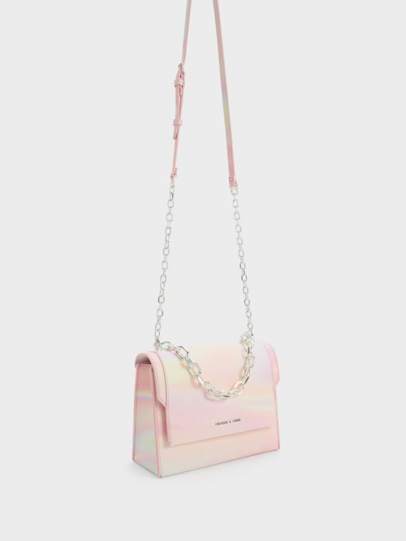Geanta Crossbody Charles & Keith Front Flap Chain Handle Colorati | 154JFAPHC