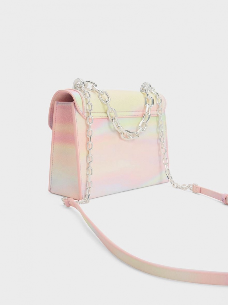 Geanta Crossbody Charles & Keith Front Flap Chain Handle Colorati | 154JFAPHC