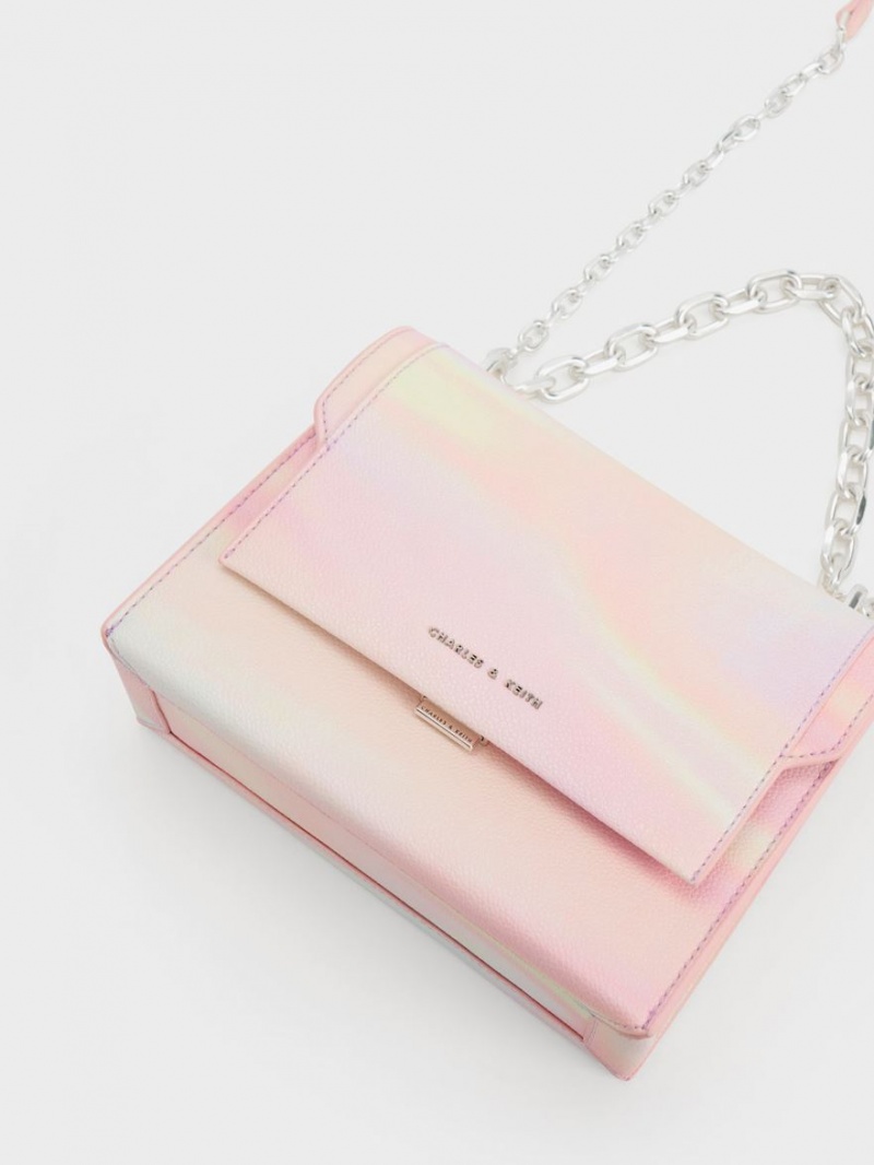 Geanta Crossbody Charles & Keith Front Flap Chain Handle Colorati | 154JFAPHC