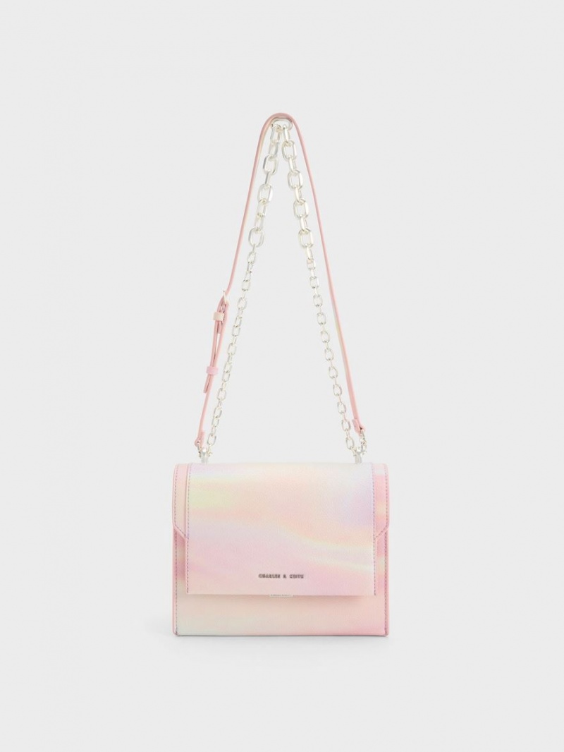 Geanta Crossbody Charles & Keith Front Flap Chain Handle Colorati | 154JFAPHC