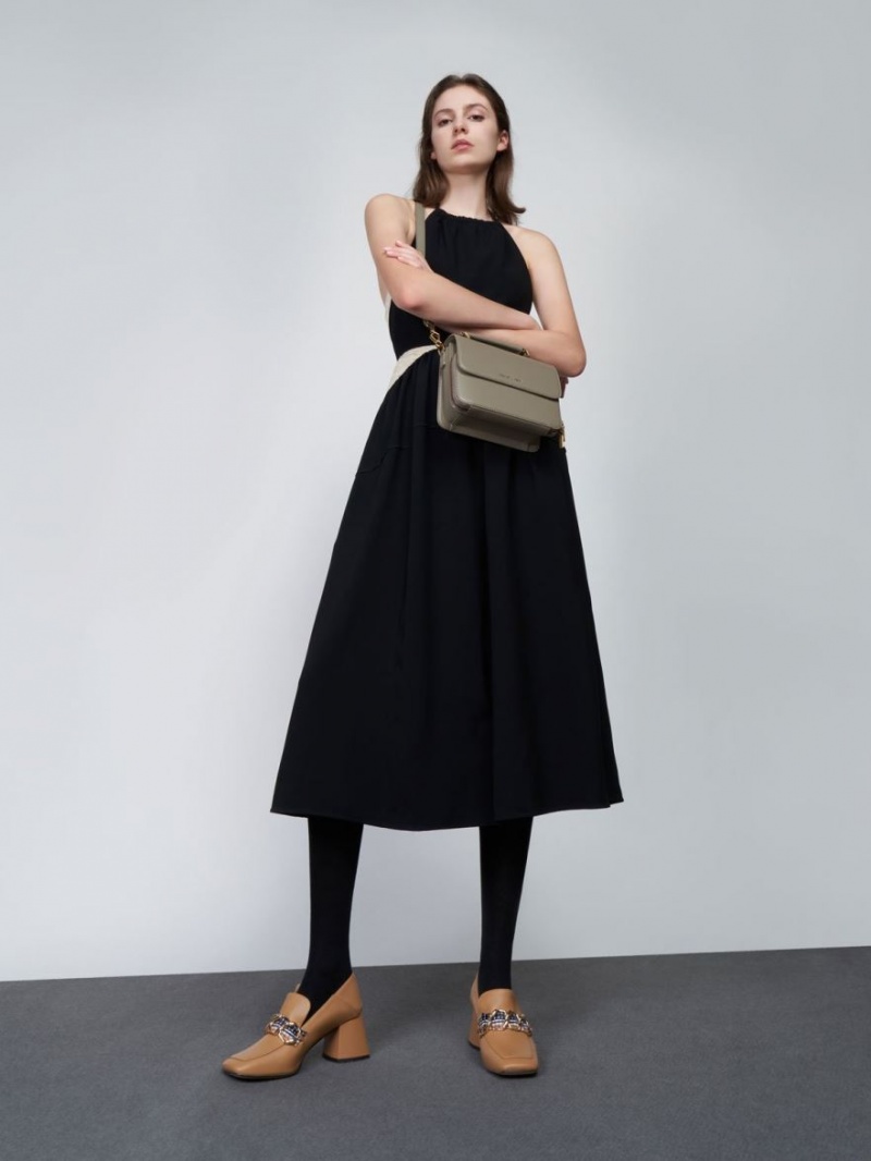 Geanta Crossbody Charles & Keith Front Flap Top Handle Gri | 402JUVCRG